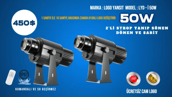Logo Yansıt 2'li Strop Yanıp Sönen LYD-i50W Logo Yansitici