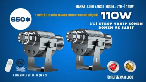 Logo Yansıt 2'li Strop Yanıp Sönen LYD-i110W Logo Yansitici