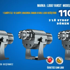 Logo Yansıt 3'lü Strop Yanıp Sönen LYD-i110W Logo Projektör