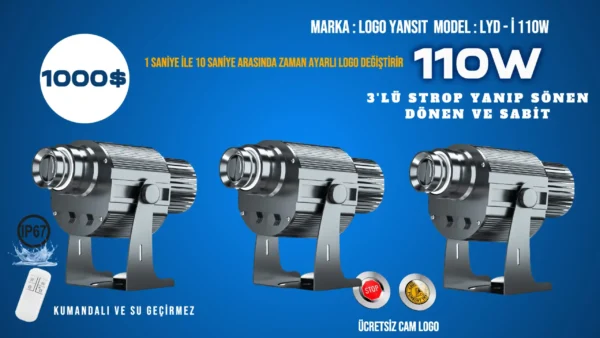 Logo Yansıt 3'lü Strop Yanıp Sönen LYD-i110W Logo Projektör