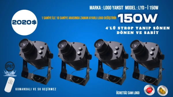 Logo Yansıt 4'lü Strop Yanıp Sönen LYD-i150W Logo gobojector