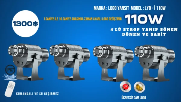 Logo Yansıt 4'lü Strop Yanıp Sönen LYD-i110W Logo gobojector