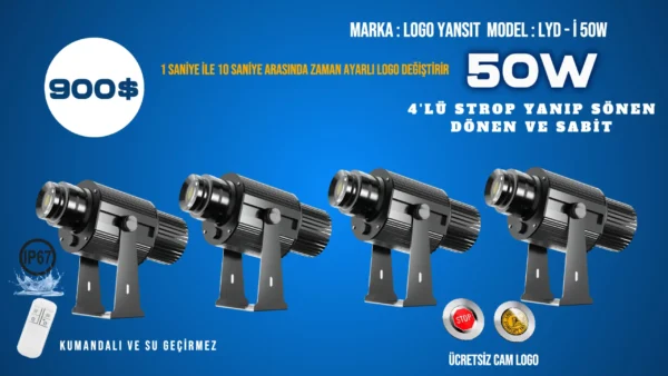 Logo Yansıt 4'lü Strop Yanıp Sönen LYD-i50W Logo gobojector