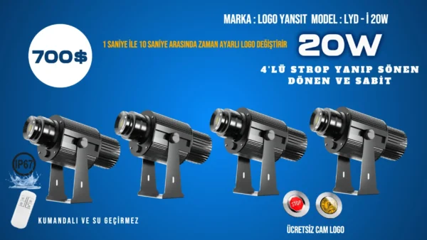 Logo Yansıt 4'lü Strop Yanıp Sönen LYD-i20W Logo gobojector