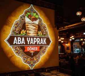 Dönerin Işıltısı Yansıyor: Aba Yaprak Döner Şubelerinde Logo Yansıtma Teknolojisi ile Markanızı Öne Çıkarın! 2 ABA YAPRAK DONER