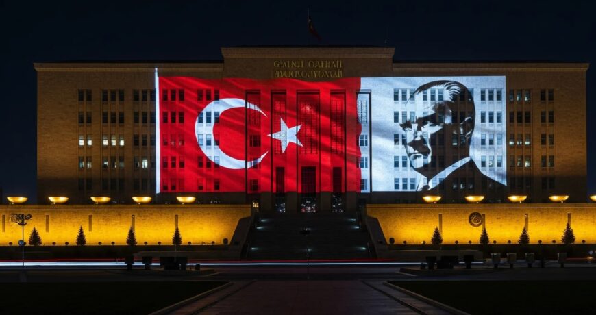 Milli Savunma Bakanlığı Karargah Binalarına Yansıtılan Türk Bayrağı ve Atatürk Resmi Logolarının Derin Anlamı ve Önemi 1 binaya logo yansıtma, duvara logo yansıtma, bayrak yansıtma