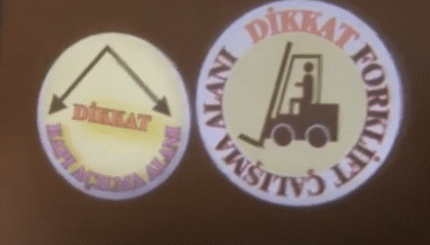Logo Yansıt Forklift Çalışma Alanı Levhası Yansıt Duvarda iş güvenliği uyarı ışığı 5 55