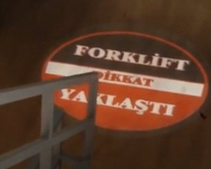 Logo Yansıt Forklift Dikkat İşaretleri Uygulama Videosu atm makine ışığı,mavi ışık teknolojisi 15 bis