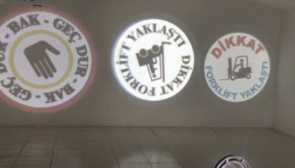 Dikkat Dur Bak Geç , Forklift Yaklaştı Dikkat Et , İş güvenliği ışığı yansıt 7 hrgsh
