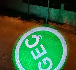 Yeşil Geç Forklift Yaya Uyarı Işığı Açılır Kapılar için uygun sanal levha yansıtma cihazı logo yan 15 www.logoyansit.comisguvenligi6 7