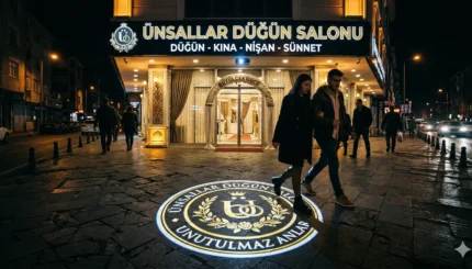 Sıradanlığa Veda Edin: Düğün Logosu Yansıtma Teknolojisiyle Gecenizi Aydınlatın 1 Gemini Generated Image e7l6gje7l6gje7l685