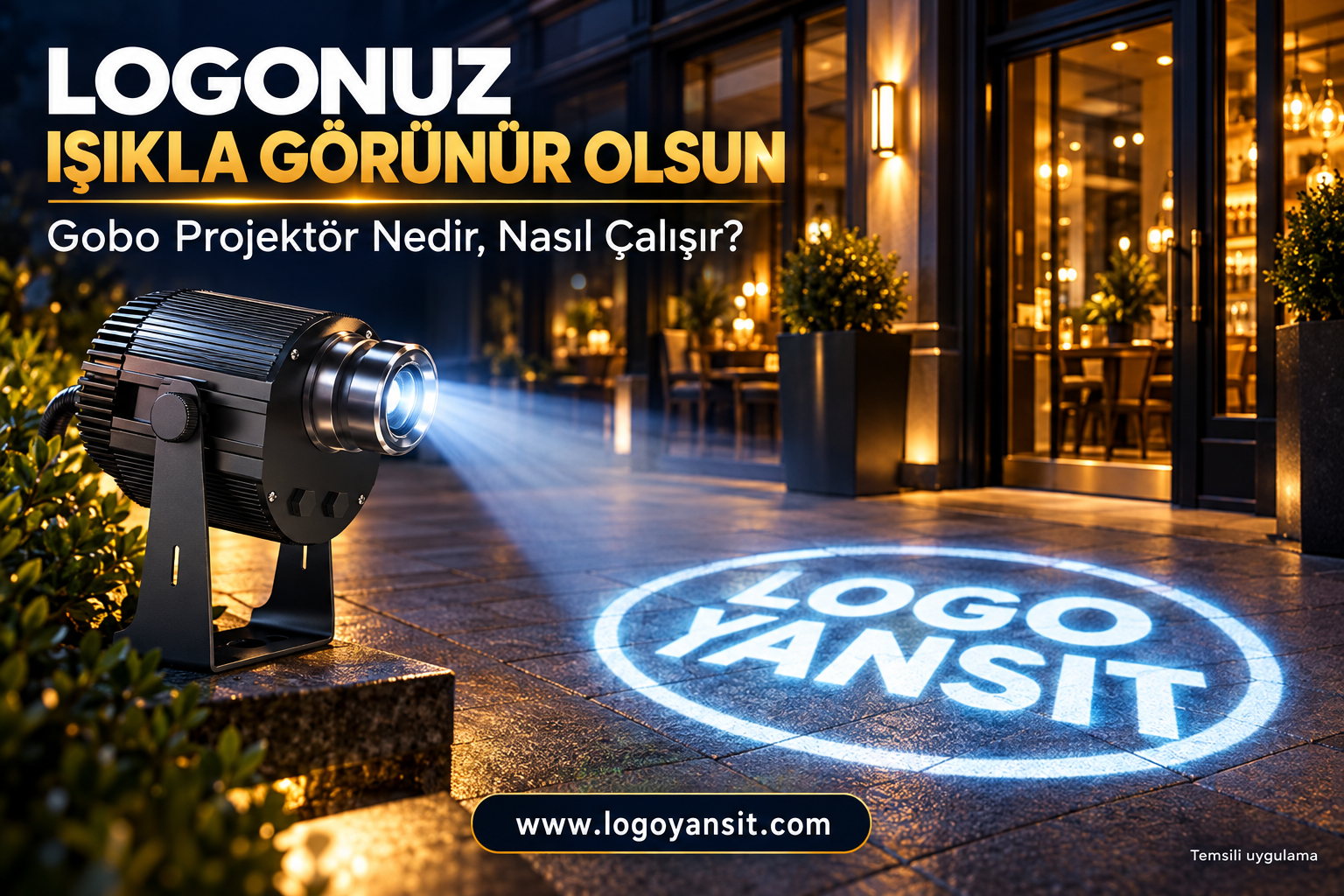 Logo Yansıt Cihazı (Gobo Projektör) Nedir ve Nasıl Çalışır? 1 Logo Yansıt Cihazı (Gobo Projektör) Nedir ve Nasıl Çalışır? — ürün referansına göre oluşturulmuş temsili gece afişi