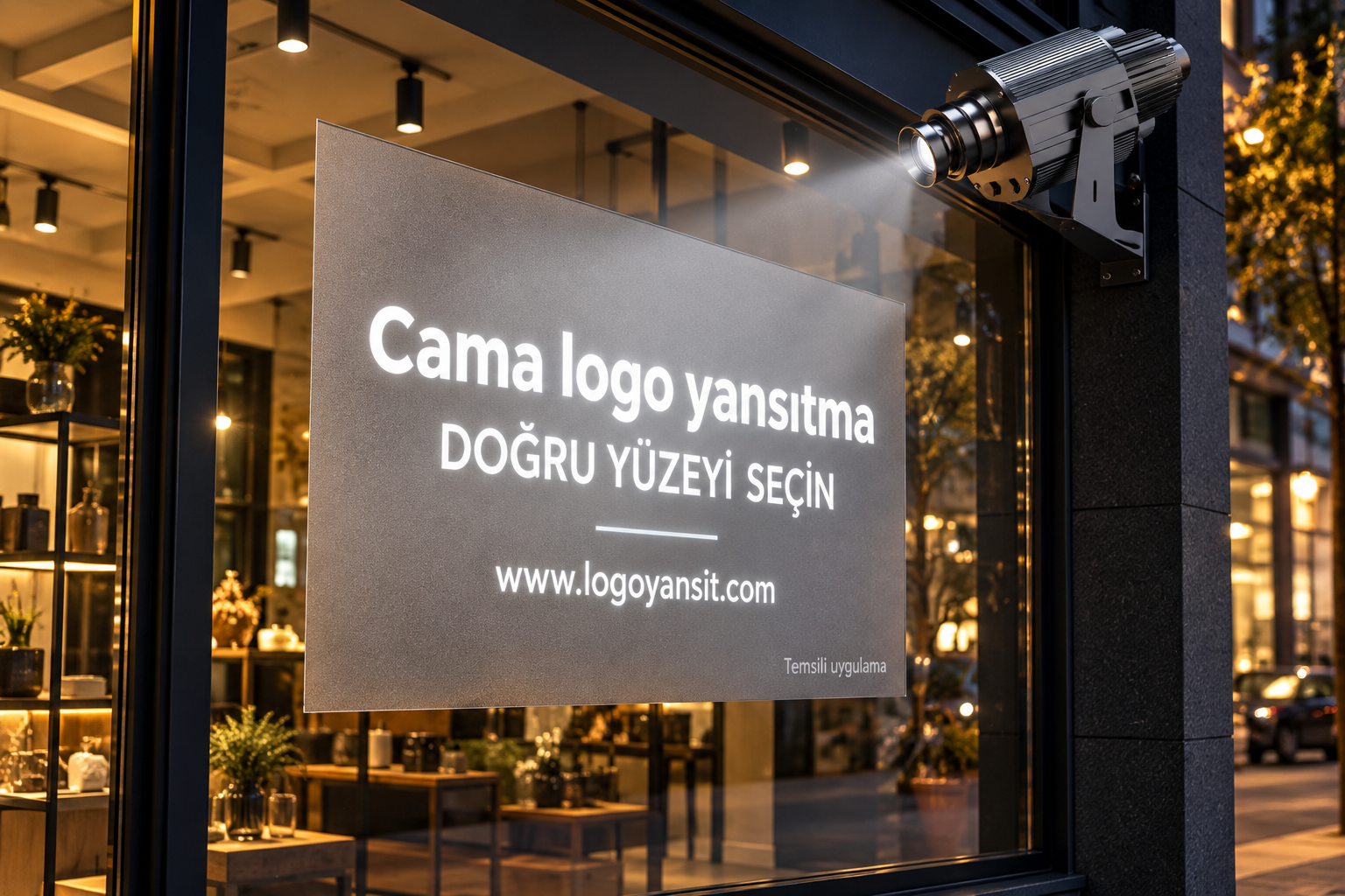Cama logo yansıtma: vitrin, film ve doğru yüzey seçimi 1 Cama logo yansıtma: vitrin, film ve doğru yüzey seçimi