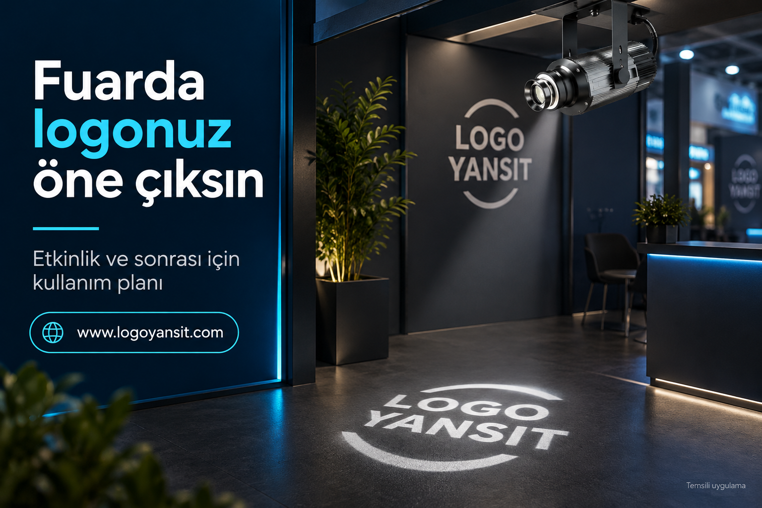 Fuar için logo yansıtma: kiralama ve satın alma planı 1 Fuar için logo yansıtma: kiralama ve satın alma planı