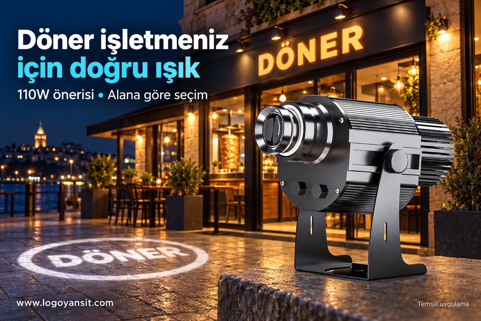 Hot Döner logosu için 110W önerisi ve şubeye göre cihaz seçimi 1 Hot Döner logosu için 110W önerisi ve şubeye göre cihaz seçimi