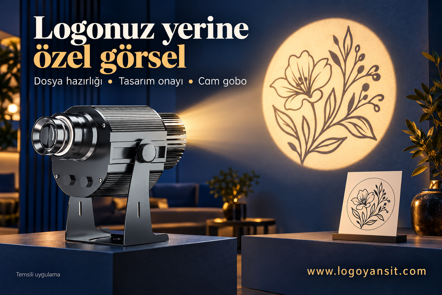 Logo yerine özel görsel kullanımı ve cam gobo hazırlığı 1 Logo yerine özel görsel kullanımı ve cam gobo hazırlığı