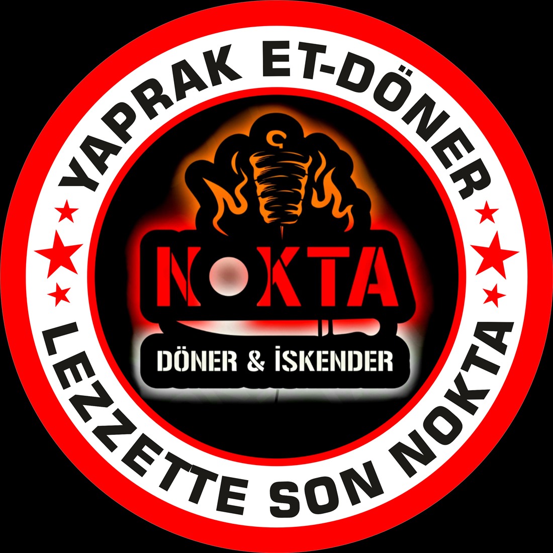 Nokta Döner — Kırmızı & siyah · marka vurgusu