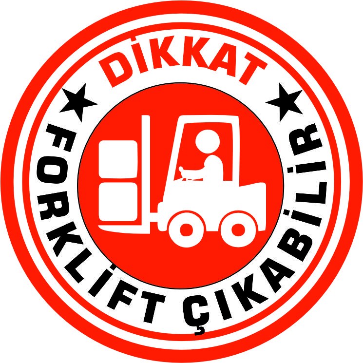 Forklift çıkabilir uyarısı yansıtma ile mesajınızı görünür kılın | LY-054 1 Dikkat forklift çıkabilir yıldızlı kırmızı çerçevli siyah renk uyarı tasarımı - LY-054