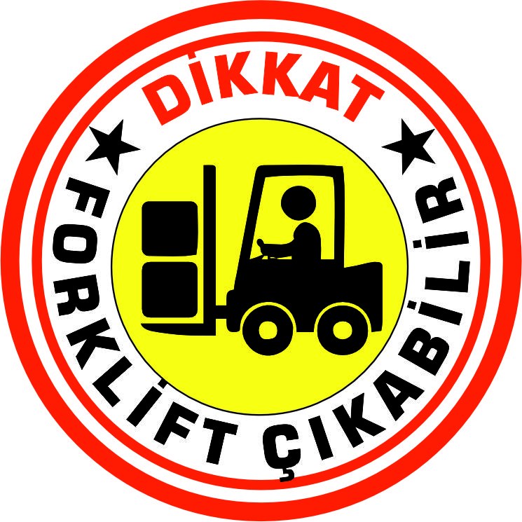 Forklift çıkabilir uyarısı yansıtma ile mesajınızı görünür kılın | LY-062 1 Dikkat forklift çıkabilir yıldızlı sarı kırmızı çerçevli siyah renk uyarı tasarımı - LY-062