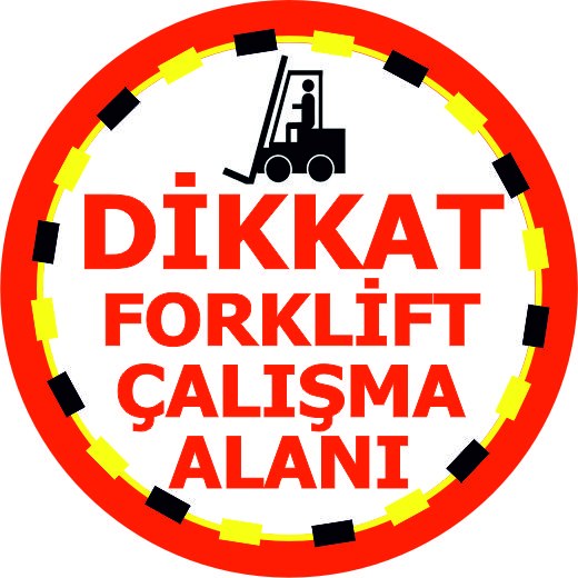 Forklift çalışma alanı yansıtma ile mesajınızı görünür kılın | LY-139 1 Dikkat forklift çalışma alanı beyaz zeminli uyarı tasarımı - LY-139