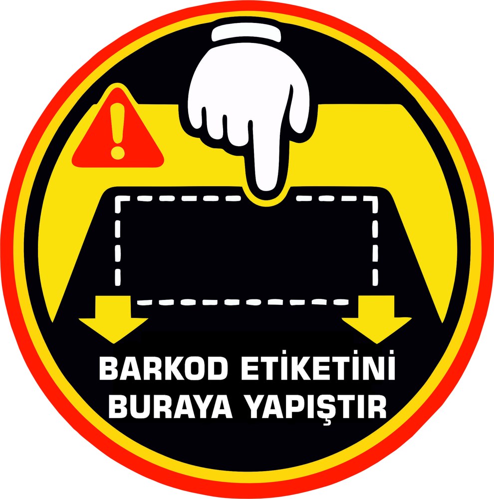 Barkod alanı yansıtma ile mesajınızı görünür kılın | LY-264 1 Barkod etiketini buraya yapıştır uyarı tasarımı - LY-264